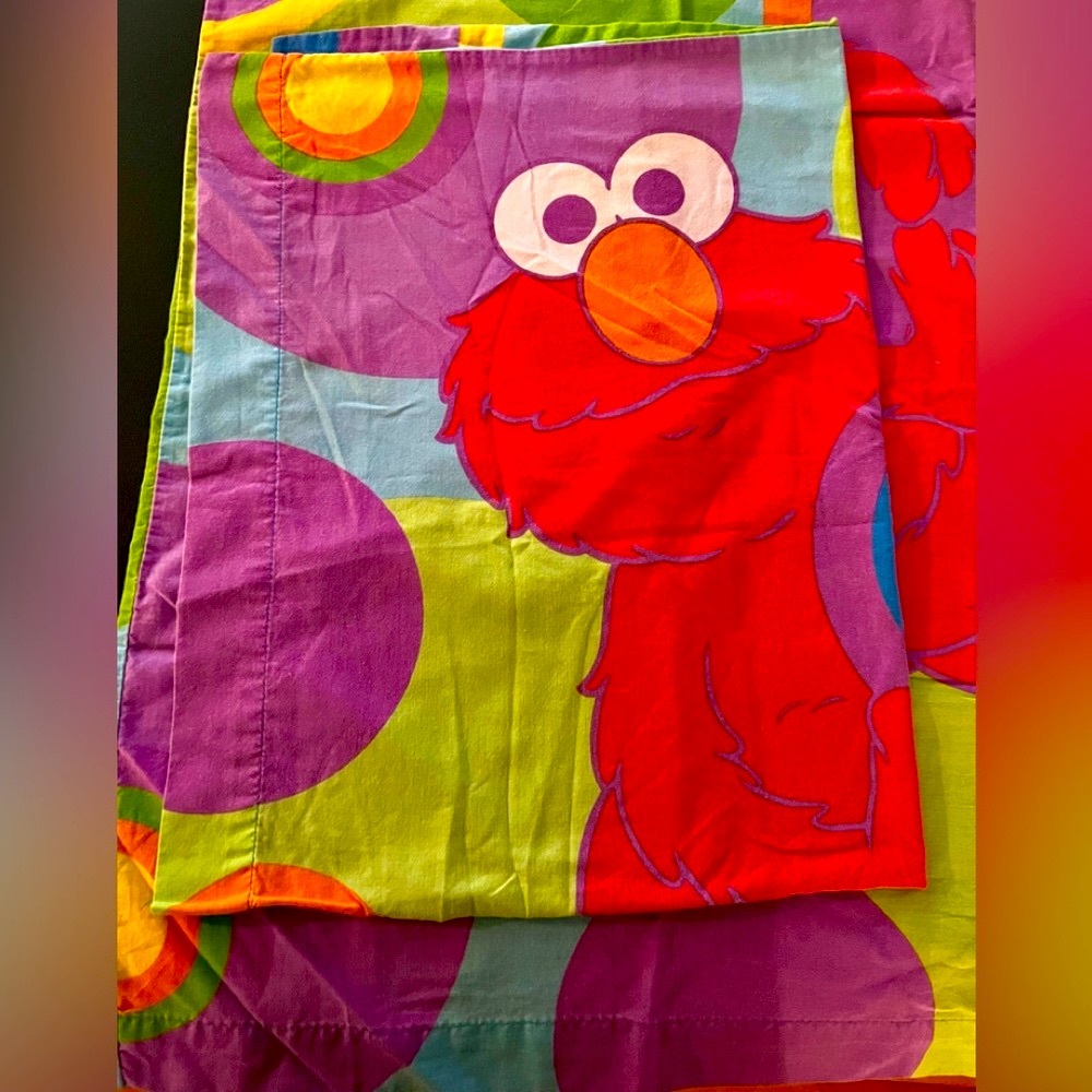 (2) Cookie Monster & Elmo! (2) Sesame Street Two-Sided Queen Pillowcases